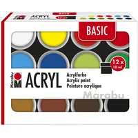 Marabu Acrylfarben Set BASIC 12 St. 18 ml seidenmatte Farben