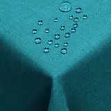 DecoHomeTextil Leinen Optik Tischdecke, Rechteckig 130 x 280 cm Petrol Türkis, wasserabweisend, fleckenabweisend, abwaschbar, Lotuseffekt, bügelfrei