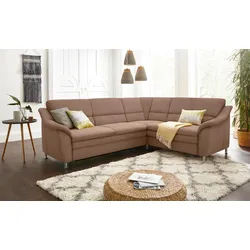 Ecksofa SIT & MORE "Cardoso L-Form", braun, B:249cm H:90cm T:209cm, Flachgewebe (100% Polyester), Struktur (100% Polyester), Luxus-Microfaser (90% Polyester, 10% Polyamid), Sofas, mit Federkern, wahlweise mit Bettfunktion und Schubkasten