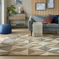 Wollteppich FLAIR RUGS "Reverie", beige (natur), B:120cm H:10mm L:170cm, Wolle, Teppiche, Geometrischer Teppich Reverie aus Wolle