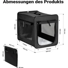 fudajo Faltbare Transportbox XL 94 x 66 x 74 cm Schwarz