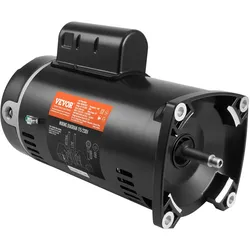 VEVOR 1.5 PS Poolpumpenmotor, 56Y Rahmen, 115V((12.8 Ampere))/230V(6.4 Ampere) 3450 U/min, 60Hz, 1.1 Betriebsfaktor, 90μF/250V Kondensator, CCW Rotation Vierkantflansch Ersatzmotor