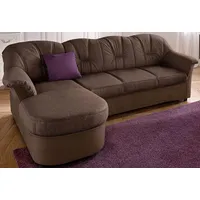 Ecksofa DOMO COLLECTION "Flores Schlafsofa, B/T/H: 233/142/86 cm, L-Form" Sofas Gr. B/H/T: 231cm x 84cm x 142cm, Microfaser PRIMABELLE-Struktur, Recamiere links, ohne Funktion-ohne Federkern, braun (braun/dunkelbraun) wahlweise mit Bettfunktion, Federkern, auch in Leder