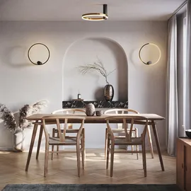 s.luce Ring Air LED Deckenleuchte Deckenlampe Wohnzimmerlampe Dimmbar, Farbe Schwarz/Aluminium