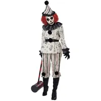 California Costumes Kostüm Finsteres Clown-Kostüm für Damen Halloweenkostüm weiss-schwarz weiß L (42/44)