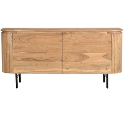 Sideboard aus Massivholz und schwarzem Metall 2-türig B160 cm NAPOLI