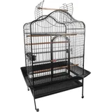 Papageienkäfig – Vogelkäfig – 125x92,5x173,5 cm – mit 4 Sitzstangen & 3 Futternäpfen – große Tür mit Sicherheitsverschluss – herausziehbare Schublade & Rollen – Flamingo Papageienkäfig Paros Antrazit