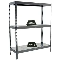 PROREGAL Schwerlastregal MID METAL YETI THREE | HxBxT 150x120x60cm | Fachlast 400kg | Grau | Regal Standregal Werkstattregal Lagerregal