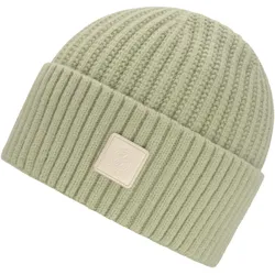 Strickmütze CHILLOUTS "Denise Hat", Damen, grün (pale grün), Strick, Materialmix, unifarben, modisch, Mützen, mit sichtbarem Logo-Patch