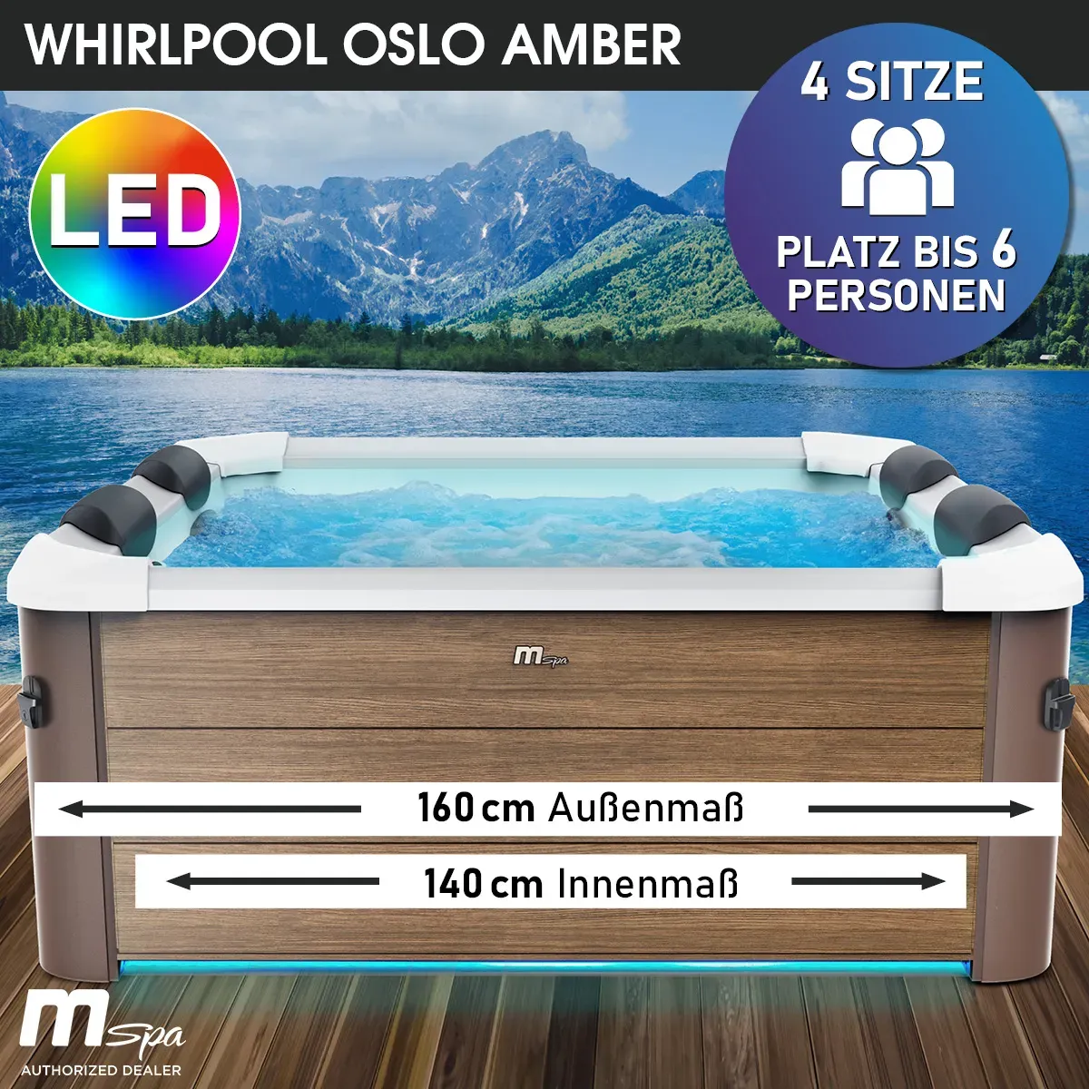 BRAST Mspa Whirlpool OSLO AMBER 6 Personen mit LED