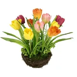 Flair Flower Gesteck Tulpe Kunstblumen Deko Blumen Frühjahrsdekoration Mittelstück Künstliche Pflanze Frühjahr Ostern Osterdeko Floristik Arrangement Blüten Hochzeit Seidenblume Tischdeko Zimmerpflanze Floristik