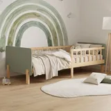 Homestyle4u Kinderbett 90 x 200 cm Kiefer massiv lackiert Grün