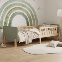 Homestyle4u Kinderbett 90 x 200 cm Kiefer massiv lackiert Grün