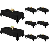 8 Stück Schwarze Rechteckige Tischdecken 153x260 cm (für 1,80-m-Tische), waschbarer Polyester, für Feste (Schwarz)
