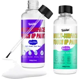 Vividye Ausbesserungsfarbe Weiss 200g, Glänzend und Matter Weißer Ausbesserungslack, Weiße Wandfarbe zum Reparieren für Kratzer, Risse auf Türen, Wannen, Möbeln, Holz, Fliesen, Wasserbasiert, White
