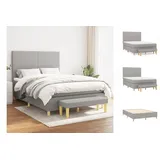 vidaXL Boxspringbett mit Matratze Hellgrau 140x200 cm Stoff