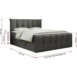 MKS Boxspringbett 160 x 200 cm H4 Dunkelgrau
