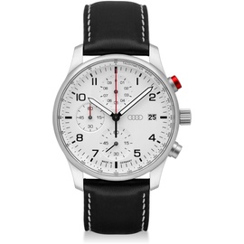 Audi collection 3102200100 Chronograph Uhr Armbanduhr Ringe Logo Herren, Silber/weiß