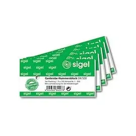 Sigel Garderobenblock Nummernblock 1-500 105 x 50 mm farbsortiert