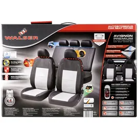 Walser Autositzbezug Avignon Komplett-Set Collection Premium, silber-schwarz