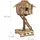 Relaxdays Vogelhaus stehend, unbehandeltes Deko Vogelhäuschen auf Ständer, handgemachtes Holzhaus mit Leiter, natur, 17 x 21 x 42 cm