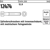 Industrial Quality Supplies ISO 12474 Zylinderkopf-Schaftschraube Feingewinde M20x100 Stahl