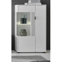 Furn.Design Vitrine in weiß matt Wohn- und Esszimmer Highboard 75 x 125 cm Merced