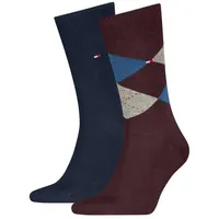 Tommy Hilfiger Socken TH MEN SOCK CHECK 2P (2-Paar, 2 Paar) mit klassischem Argyle-Design rot 39-42