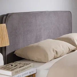 Idimex Kopfteil NOVARE mit Wandbefestigung in Grau - Headboard 160 cm, gepolstertes perfekt für Boxspringbetten, weicher Stoffbezug, samt, runde ecken - Grau