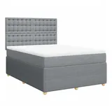 vidaXL Boxspringbett mit Matratze Hellgrau 140x200 cm Stoff