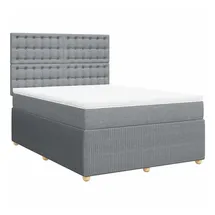 vidaXL Boxspringbett mit Matratze Hellgrau 140x200 cm Stoff