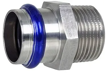 Press-Übergang 18 mm - 1/2 Zoll AG - für Edelstahlrohre - DVGW-zertifiziert - für V-Kontur