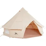 KingCamp Khan Light 6 Personen Glampingzelt, Baumwolle Camping Glockenzelt 4m Oversize Raum, Luxus Outdoor Pyramidenzelt für Familie Camping