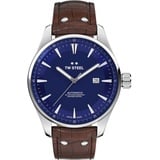 TW Steel ACE Aternus Herren 45mm Automatik Uhr mit blauem Zifferblatt, braunem Silikonarmband und Datumskalender ACE323