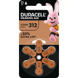 Duracell Batterie Zinc Air, 312, 1.4V Easy Tab, Retail Blister (6-Pack)