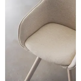 Rowico Polsterstuhl ALISON, Beige Weiß - Eiche massiv - Stoffbezug
