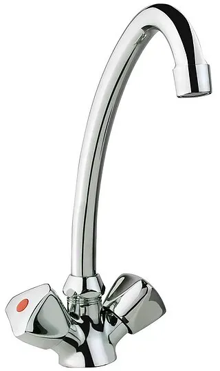 Spültisch-Zweigriffmischer Etou mit schwenkbarem Auslauf - chrom