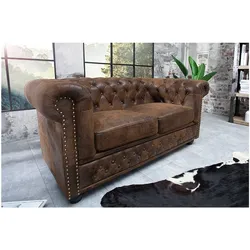 riess-ambiente 2er Sofa CHESTERFIELD - 150cm antik braun mit Knopfheftung und Federkern
