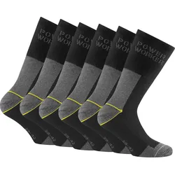Rohner Basic Unisex Arbeitssocken, 6er Pack - Power Worker, Polsterung Schwarz/Grau 39-42