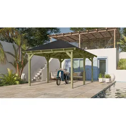 Karibu Pavillon "Jalingo 2" SET kdi mit Schindeln schwarz