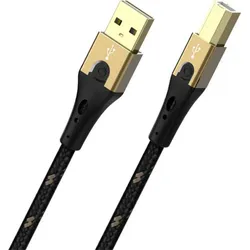 Oehlbach USB-Kabel USB 2.0 USB-A Stecker, USB-B Stecker 0.50 m Schwarz/Gold  D1C9540