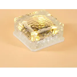 esotec Solar Glas-Pflasterstein Leuchtstein für außen 2er SET wetterfest 102560 - Transparent