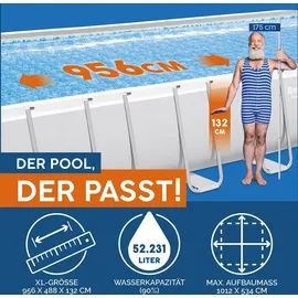 BESTWAY Power Steel Frame Pool 956 x 488 x 132 cm