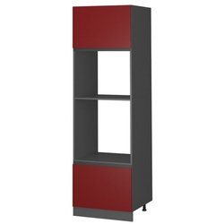 Vicco Mikrowellenumbauschrank Hochschrank J-Shape 60 cm Anthrazit/Rot grau|rot