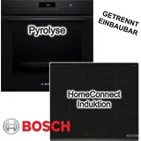 Bosch Backofen Kochfeld Set Pyrolyse 3D Heissluft Induktion Schwarz
