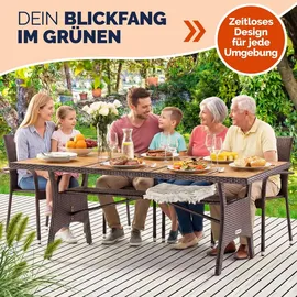 CASARIA Polyrattan Gartentisch 190 x 90 x 74 cm Braun