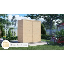 Gartenhaus KONIFERA "Beno 1 Fineline Flachdach", beige (naturbelassen), ohne Fußboden, Holzwerkstoff, Gartenhäuser