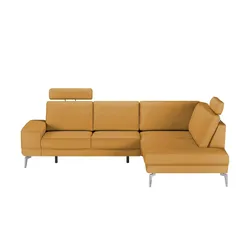 meinSofa Ecksofa aus Leder Dana , orange , Maße (cm): B: 269 H: 86 T: 222