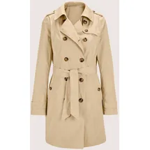 Madeleine Kurzer Trenchcoat mit Bindegürtel in beige | Gr.: 48