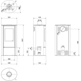 Kratki ERIK Ø 150 5,5 kW Schwarz / Innenverkleidung Schwarz